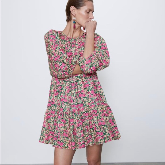 NWT zara puff shoulder print dress - Picture 10 of 11